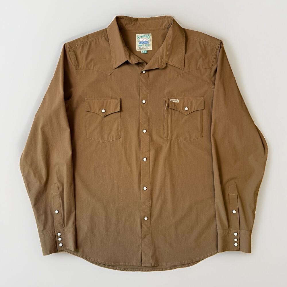 Sendero Provisions Pearl Snap Shirt XL Brown Long Sleeve Para El Agua